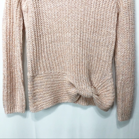 NWT-Kensie Oversized Peach Marl Knotted crew neck Sweater XS - Picture 3 of 6